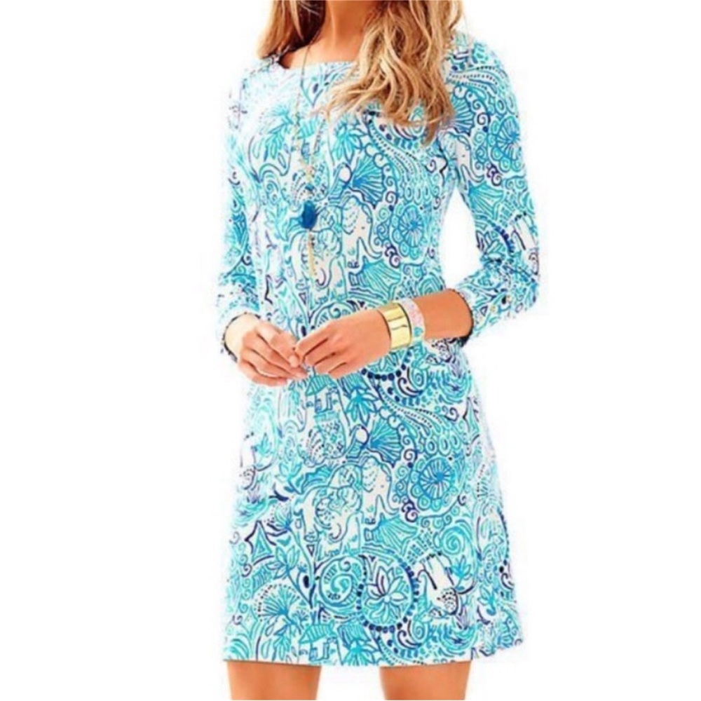 Lilly Pulitzer Sophie Dress in Lucky Trunks Elephant Print Size S